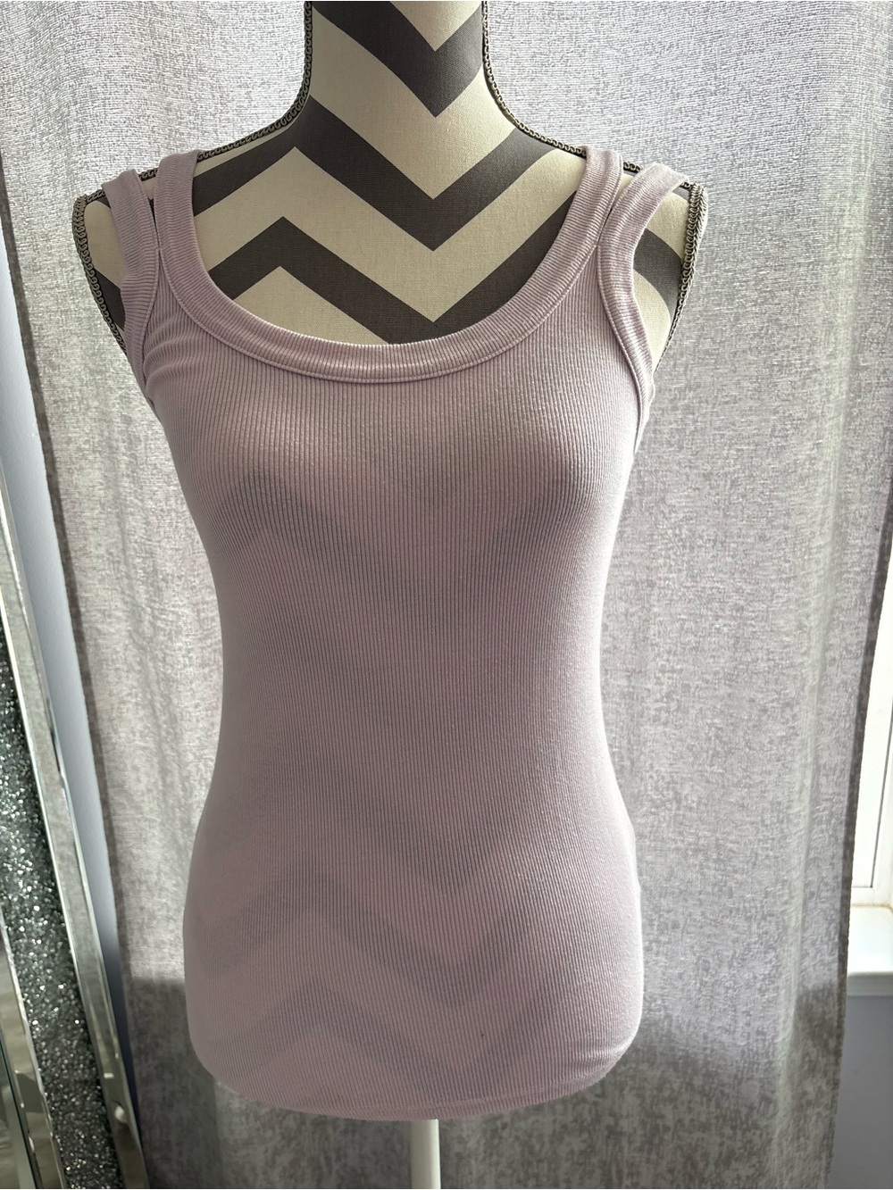 Stateside Ribbed Scoop Tank Top in Light Lavender